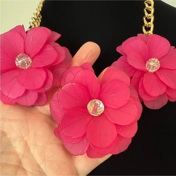 Pink Floral Statement Necklace - Picture 3 of 4